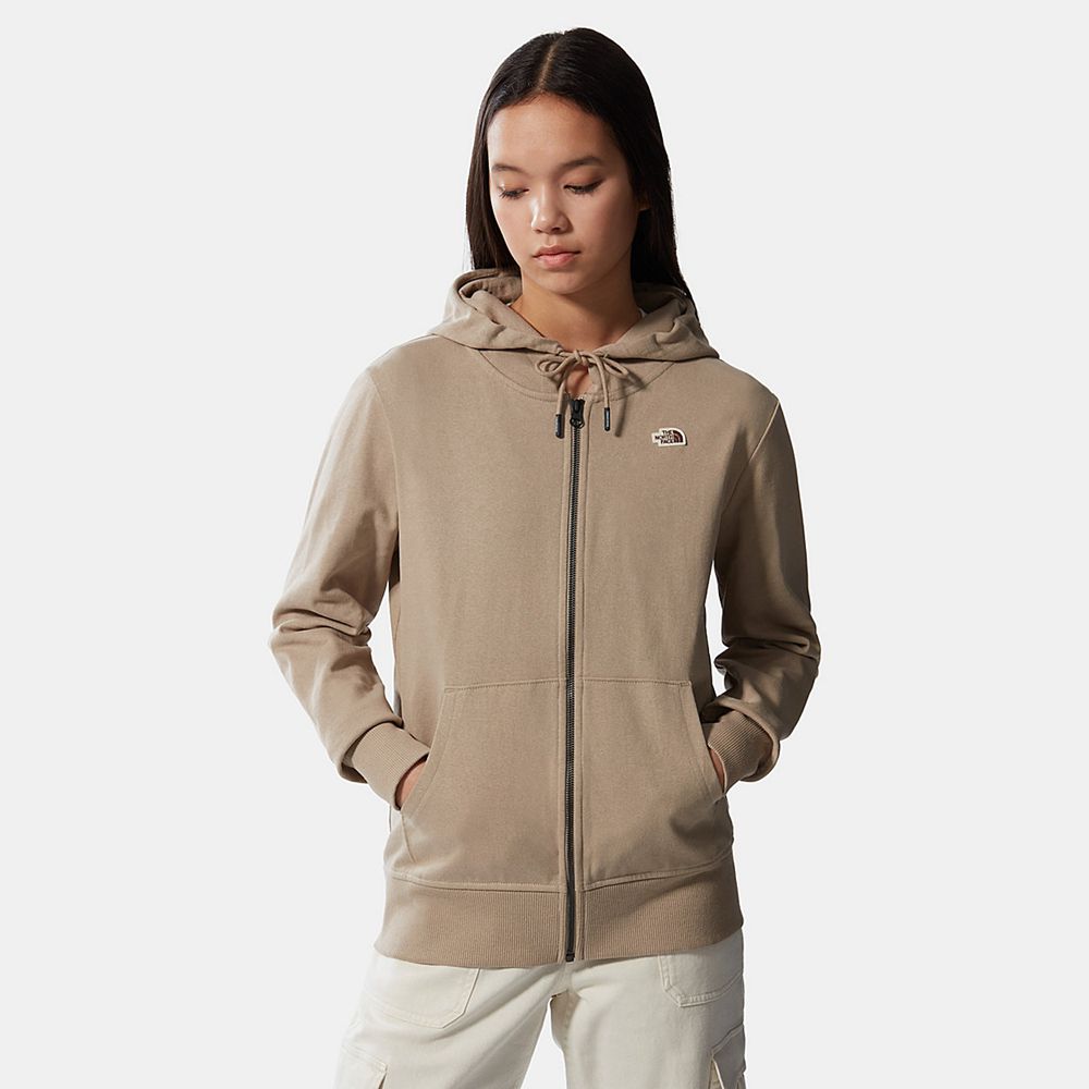 The North Face Hoodie Womens Australia - The North Face Scrap Graphic Zip-Up Khaki (AEL-897435)